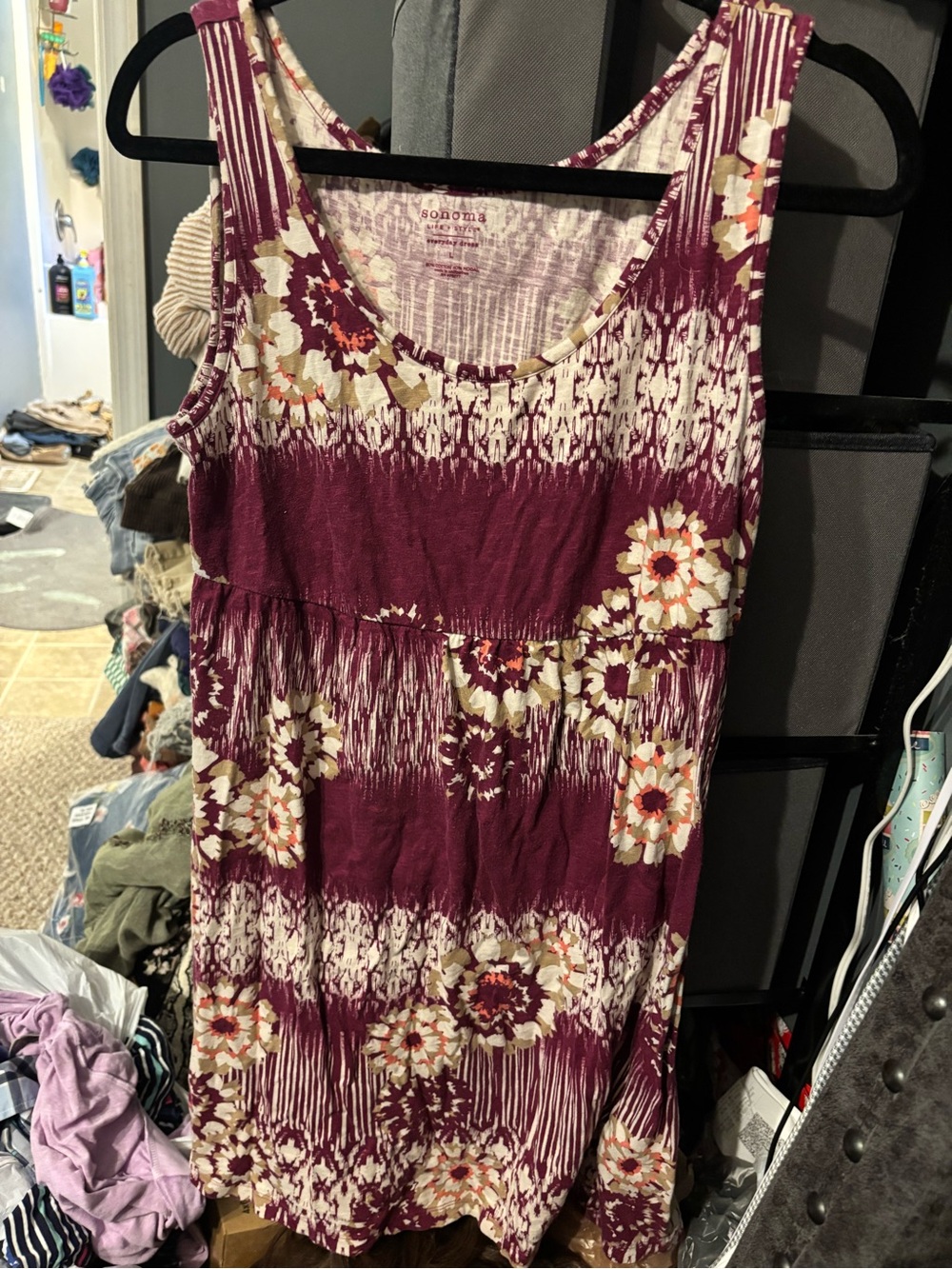 Sonoma Plum Floral Midi Tank Dress Large